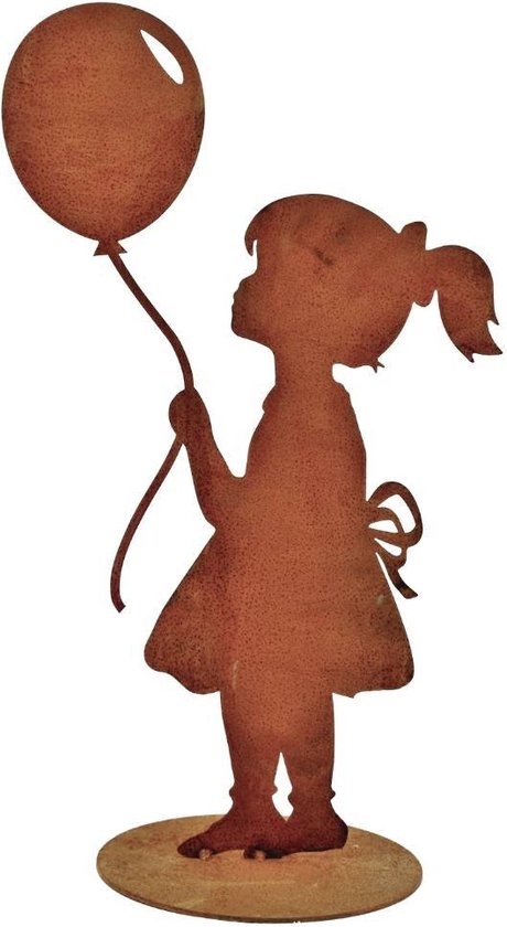 Rostikal - Decoratie - Tuin - Meisje met Ballon - Roest figuur - Metaal - 52 cm hoog