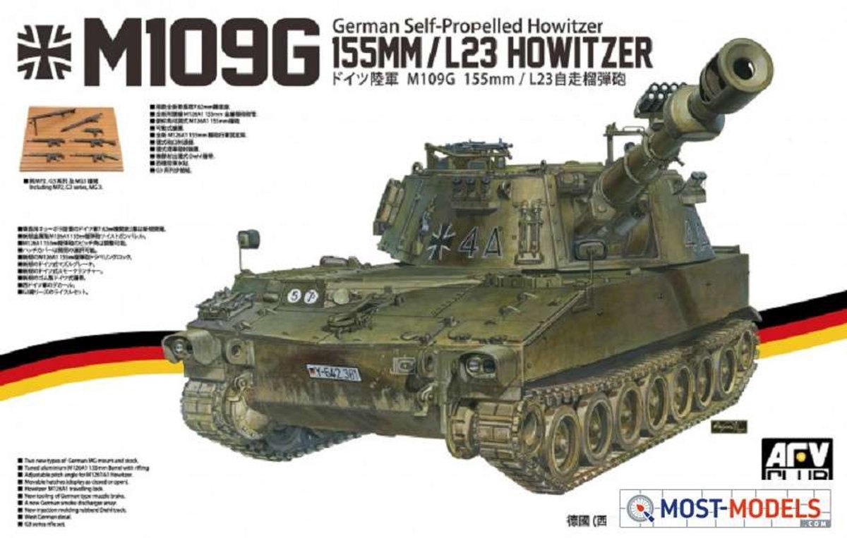 AFV Club Modelbouwpakket Auto - 35330 German Self-Propelled Howitzer M109G 155mm /L23 Plastic - 1:35 - Modelbouw