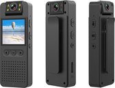 Narvie - Body Camera Incl. 32GB Geheugenkaart -Foto's en video' s - Draaibaar beeldscherm - Draagbare Spy Camera - Webcam - 2000 pixel - Beweging Sensor - Oplaadbaar - Zwart