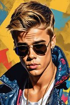 Justin Bieber Bril | Justin Bieber Poster | Bieber Fever | Muziekposter | Artiest | 61x91cm | Wanddecoratie | Muurposter | MT | Geschikt om in te lijsten
