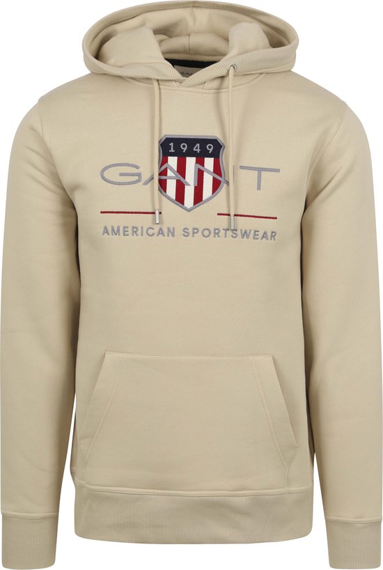 Gant - Hoodie Archive Shield Beige - Heren - Maat L - Regular-fit