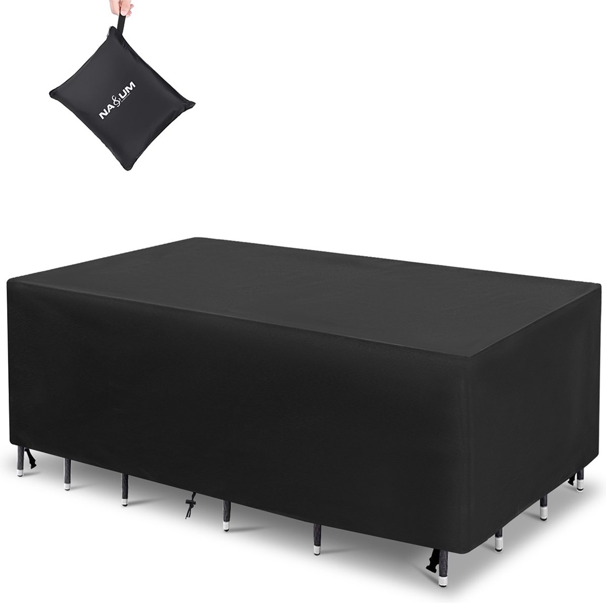 Tuinmeubelhoes 200*160*70cm Waterdichte Tuinmeubelhoezen Tuinset Beschermhoes met Opbergtas Zwart