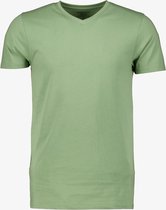 Unsigned heren T-shirt groen V-hals - Maat M