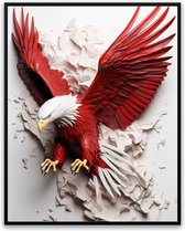 Polen vlag adelaar fotolijst met glas 50 x 70 cm - adelaar - Polen - vlag - Harde lijst - Glazen plaat - inclusief ophangsysteem - Poster - Foto op hoge kwaliteit uitgeprint