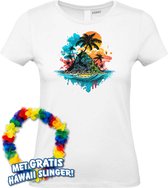 Dames t-shirt Palmboom Eiland | Toppers in Concert 2024 | Club Tropicana | Hawaii Shirt | Ibiza Kleding | Wit Dames | maat XS