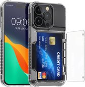 kwmobile Telefoonhoesje met pasjeshouder geschikt voor Apple iPhone 15 Pro hoesje - Hard case voor smartphone met TPU rand in transparant