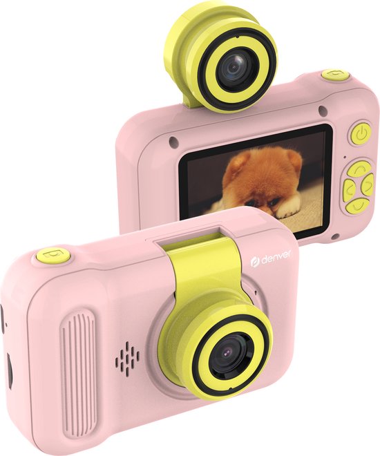 Denver Kindercamera Full HD – Flip Lens voor Selfies – 40MP – Digitale Camera Kinderen – Foto en Video – Spelletjes – KCA1351 – Roze