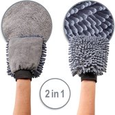 3x washandschoen voor auto en huishouden - microvezelhandschoen - chenillehandschoen - poetshandschoen voor autoverzorging, autowassen en glazenwassen (003 stuk - grijs) Merk: COM-FOUR