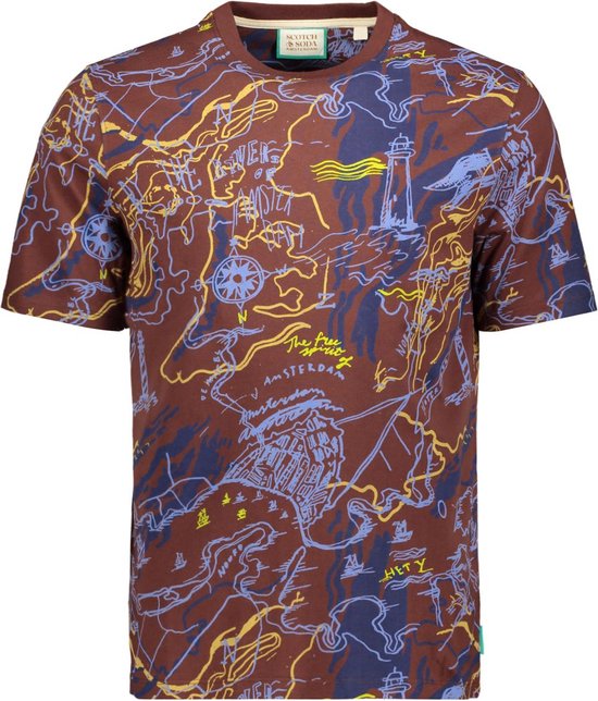 Scotch & Soda T-shirt Allover Print T Shirt 175567 7111 Mannen Maat - XL
