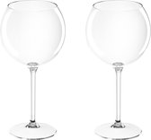 Set van 2x rode wijn/gin tonic ballon glazen transparant 650 ml onbreekbaar kunststof - Herbruikbaar - Wijnen wijnliefhebbers drinkglazen