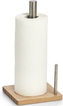 Zeller keukenrolhouder - bamboe hout - vierkant - 16 x 32 cm - keukenpapier houder