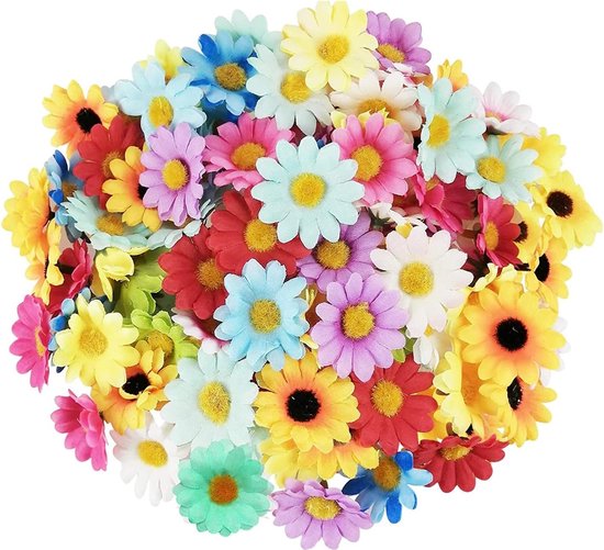 Kunstbloemen, 100 stuks, 4 cm diameter, kunstchrysanten in 19 kleuren, geschikt voor doe-het-zelvers, bruiloft, feest, woondecoratie (mix)
