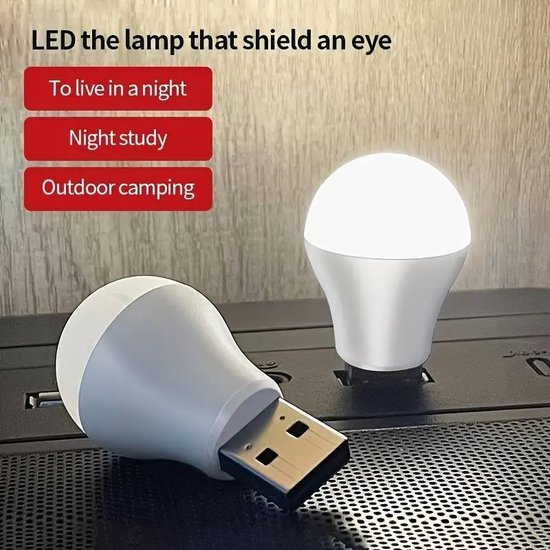 2 Stuks USB stekker lamp - USB lampje voor laptop - Warm licht - Lampje - Lamp - Computer - Mobiele Stroom - USB Kleine Boeklampen - LED - Leeslampje - Kleine Ronde Licht nachtlamp