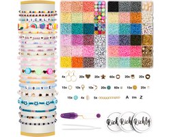 RICHLY® XXL Creative Kralen set - inclusief E-BOOK - sieraden armbandjes maken meisjes & dames - incl. letterkralen, smiley kralen, parels, bedels & polymeer kralen - kralenketting - kralendoos
