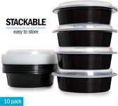 Ronde Plastic Meal Prep Containers - Herbruikbare BPA Vrije Voedsel Bakjes met Luchtdichte Deksels - Magnetron, Vriezer en Vaatwasserbestendig - Ideale Stapelbare Salade Schalen [10 Stuks, 828 ml]