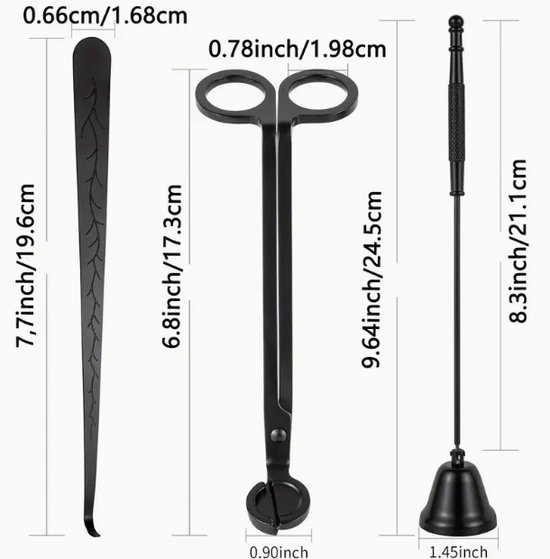3-in-1 Candle Wick Trimmer Set, roestvrijstalen