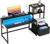 Game Bureau met Led - Gaming Bureau - Gaming Desk - 150 x 108 x 48 cm - Zwart