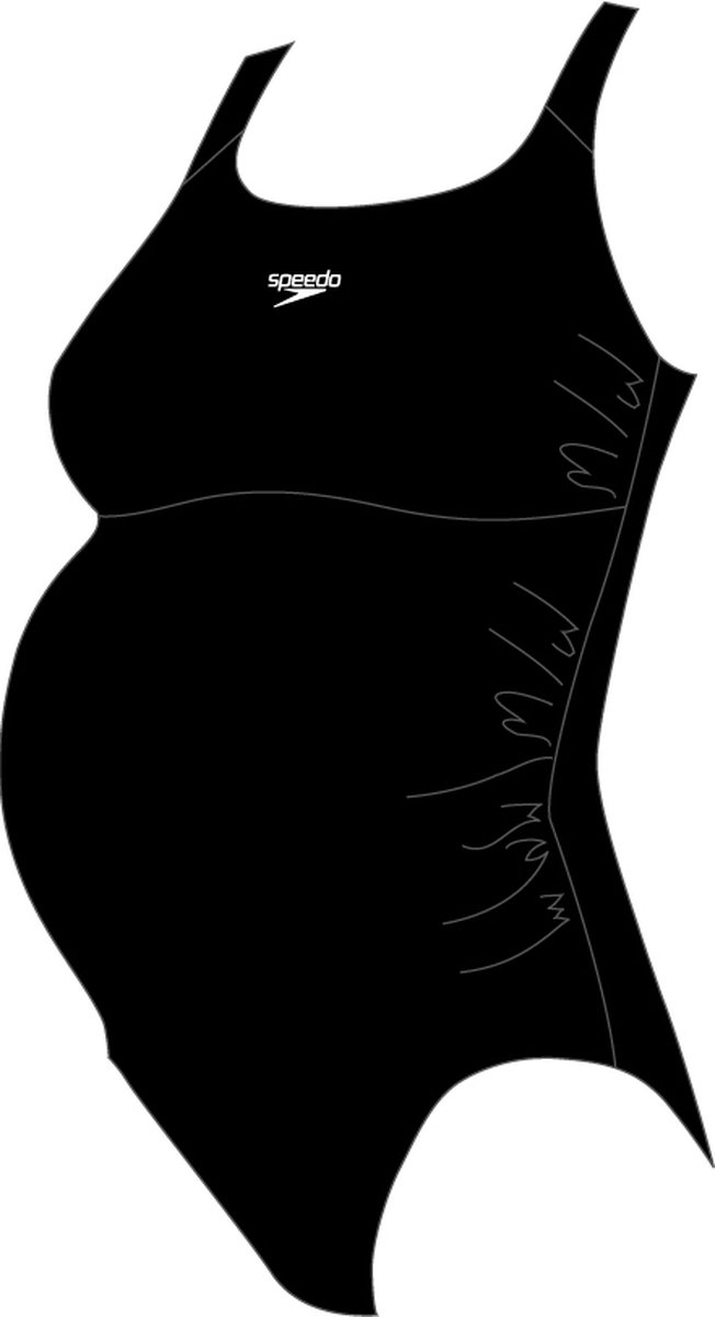 Speedo Maternity Fitness 1P Zwangerschapsbadpak Dames - Badpak met V-Rug en Elastische Onderborstband - UV-werend Zwempak met Four-Way Stretch - Vormvast Sportbadpak - Zwart