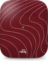 xoxo Wildhearts hoesje geschikt voor Airpods 1/2 - Catching Flights Bordeaux - Ook als telefoonhoesje verkrijgbaar - schokbestendige case geschikt voor Airpod 1 en 2 - koptelefoon case - Beschermhoes gebogen streepjesprint - rood