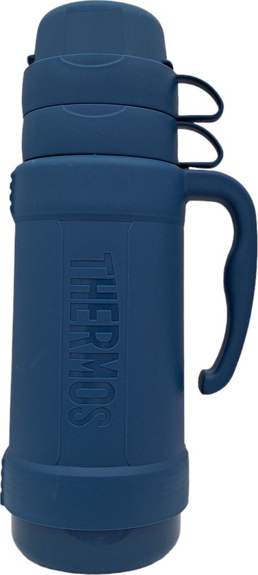 Thermos Eclipse Isoleerfles - Thermosfles - 1 liter - 2 drinkbekers - Blauw