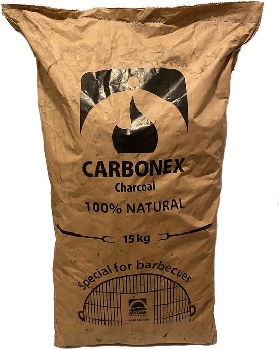 Foto: Marabu houtskool 15kg carbonex mix van grote en middelgrote stukken minder gruis brandt gelijkmatig en lang zonder vonken betere smaak stofvrij rookarm en geur neutraal voor low slow n hot fast perfect voor kamado egg of bbq