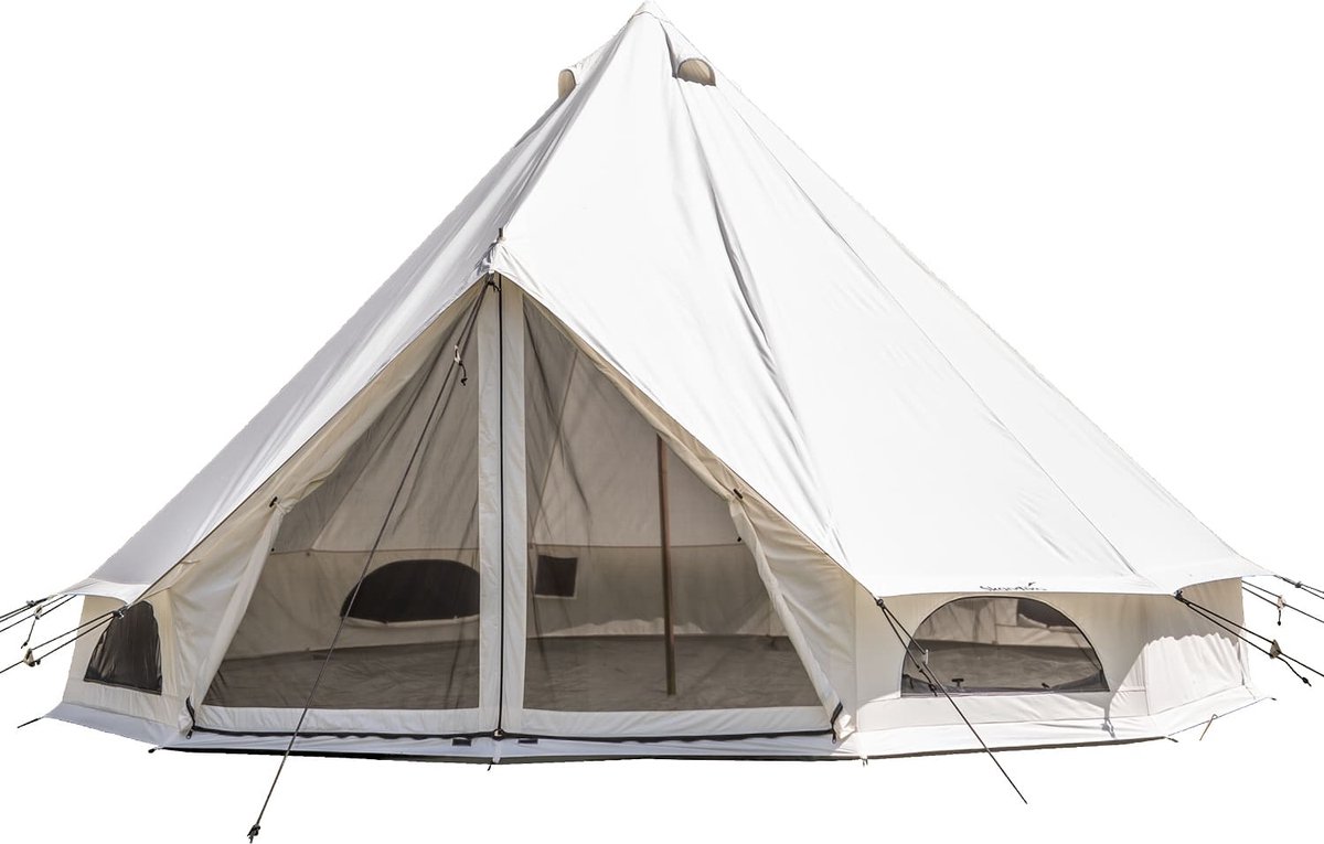 Skandika tipi Jatuni 500 Protect voor maximaal 10 personen - Mix van katoen en polyester, 4000 mm waterkolom, muskietennet, vastgestikte tentvloer | Glampingtent, festivaltent