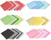 Stof pakket 42 lapjes - verschillende designs - 24 x 25 cm - rood - geel - groen - blauw - zwart-wit - roze - naaien - quilt - patchwork - poppen kleertjes