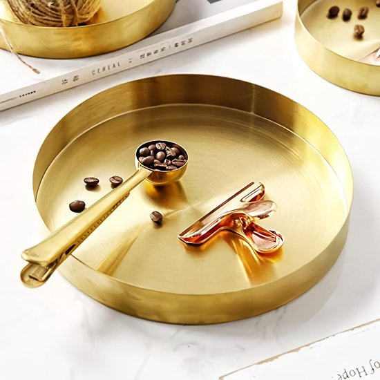 280 mm gouden roestvrijstalen lade, ronde sieradenlade, cosmetische opbergbak, dienblad, decoratieve lade, multifunctionele opbergbak organizer plaat