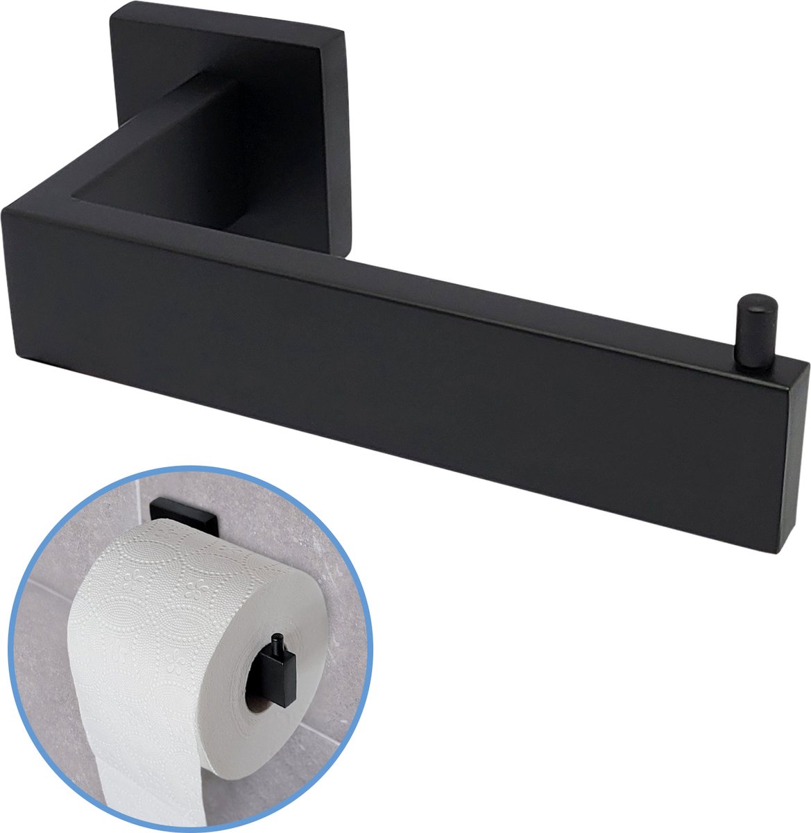 Sanics Seal WC Rolhouder Zwart Inclusief Montage set - Toiletrolhouder RVS - WC Papier Houder - Closetrolhouder