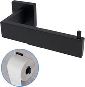 Sanics Seal Porte-rouleau de papier toilette Zwart avec kit de montage - Porte-rouleau de papier toilette en acier inoxydable - Porte- Papier toilette - Porte-rouleau de papier toilette