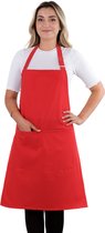 Simple Keukenschort Rood Professioneel Verstelbaar Keukenschort dames Horecakwaliteit keukenschort vrouw One Size Schort