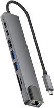 Rolio USB C Hub - 1x HDMI 4K - 1x Ethernet - 2x USB-C - 2x USB-A - 2x Kaartlezers - USB Splitter - Geschikt voor Macbook Pro / Air / Windows / Universeel