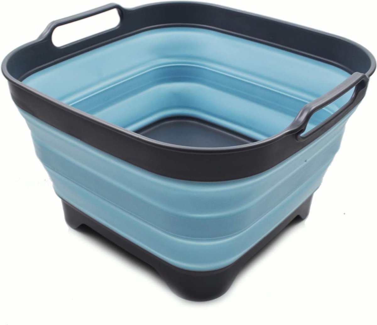 Goedkoopste Opvouwbare schaal van 10 liter met aftapschroef, opvouwbare wastafel, draagbare afwasbak, ruimtebesparend keukenopbergvak (grijs/zeengel, 1