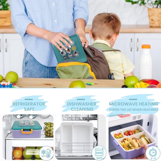 Kinderlunchbox Met Vakken, 1300 Ml Lunchbox Kinderen, Lekvrije Bentobox Kinderlunchbox Voor Kinderdagverblijf En School
