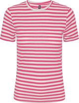 Pieces T-shirt Pcruka Ss Top Noos 17133839 Hot Pink/cloud Dancer Dames Maat - XS