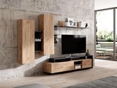 TV-wand met opbergruimte - Natuurlijk en antraciet - IDESIA L 260 cm x H 171.5 cm x D 40 cm