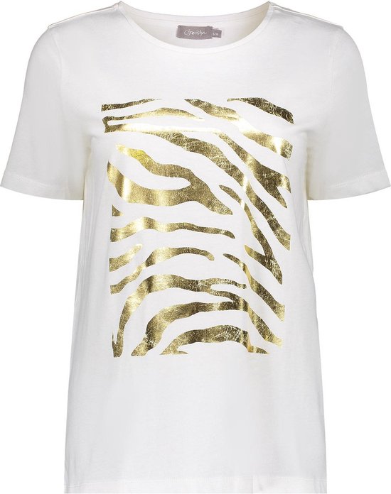 Geisha T-shirt T Shirt Met Print 42117 24 Off-white/gold Dames Maat - XS