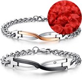 Liefdes Armband Set + Rozenblaadjes = Valentijn Cadeautje voor Hem en Haar - Valentijnsdag voor Mannen Cadeau Kadootjes