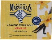 Le Petit Marseillais Savon Extra Doux Vanille Set de 4 x 100 g