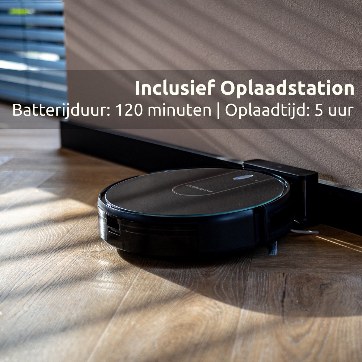 Afbeelding 2 van CleanDays D3-300MAX Robotstofzuiger - Slimme Dweilfunctie - met Laadstation - Dweilrobot - Voor Huisdieren - Zwart