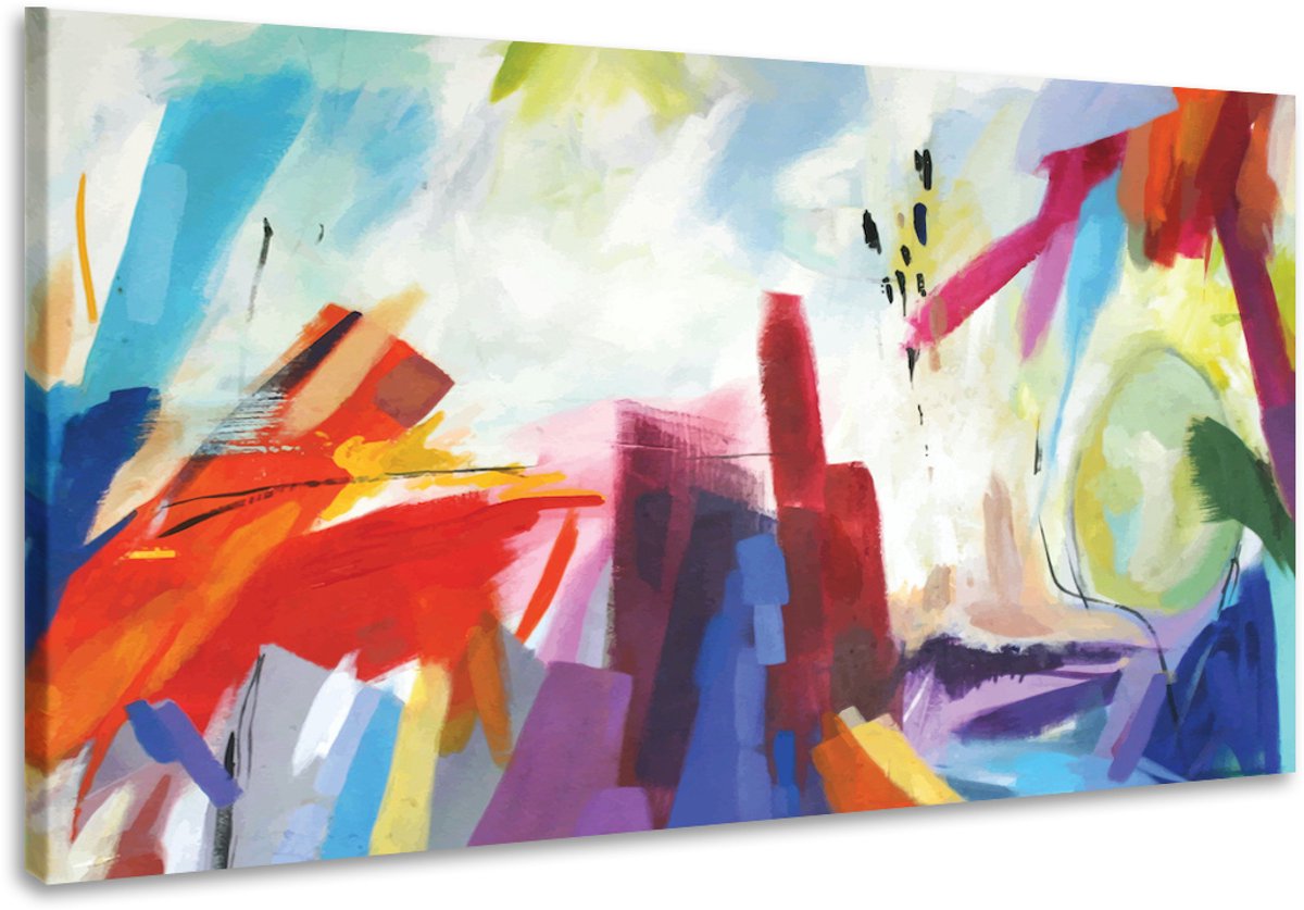 karo-art Schilderij - Abstract Aquarel (print op canvas), 2 maten, Premium print Multikleur