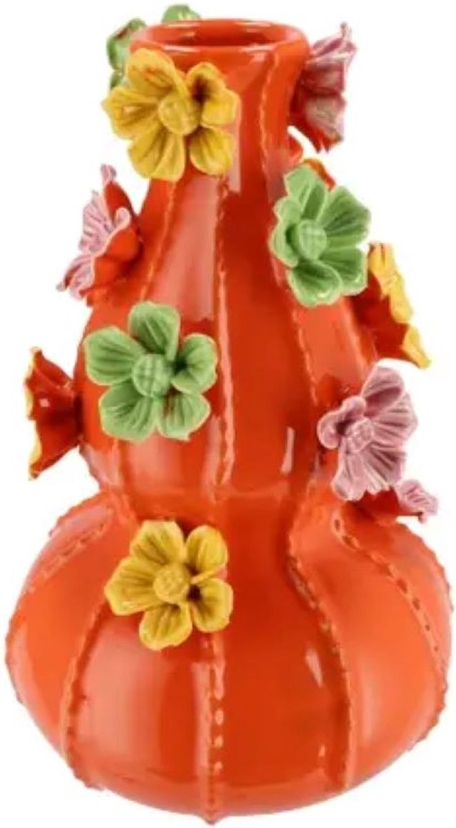 Daan-Kromhout FLOWER ORANGE VASE BUBBELS 19X31CM Oranje