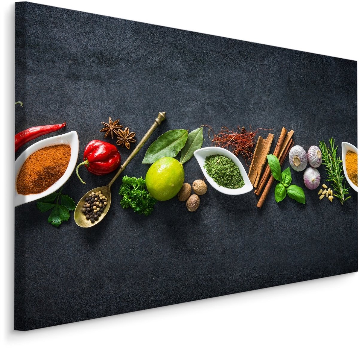 karo-art Schilderij - Oosterse kruiden en specerijen, multi-gekleurd, premium print Multikleur