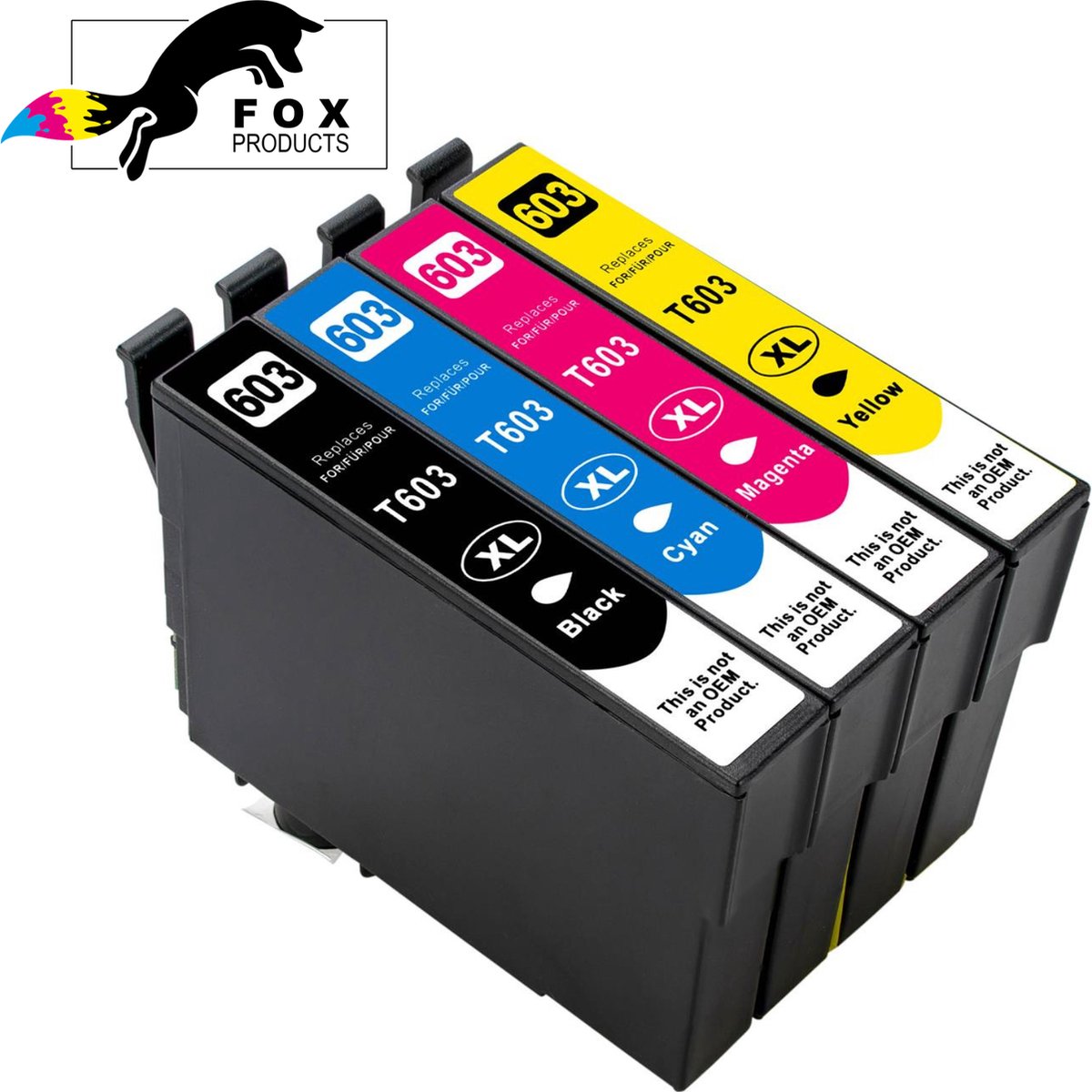 FoxProducts® 603 603XL T603 - cardridge - 4stuks - geschikt voor Epson - XP2100 - XP2105 - XP3100 - XP3105 - XP4100 - XP4105 - Workforce - WF2810DWF - WF2830DWF - WF2835DWF - WF2850DWF