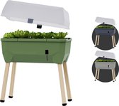 Boîte de culture - table de culture de luxe sur pieds - avec couvercle et réservoir d'eau SAMMY SALAD (vert foncé)