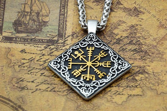 [Two Ravens] Viking Ketting - Viking Kompas Hanger - Vegvisir Ketting - Viking Sieraden - Wegwijzer Symbool - Noorse Mythologie - Asatru - Spiritueel