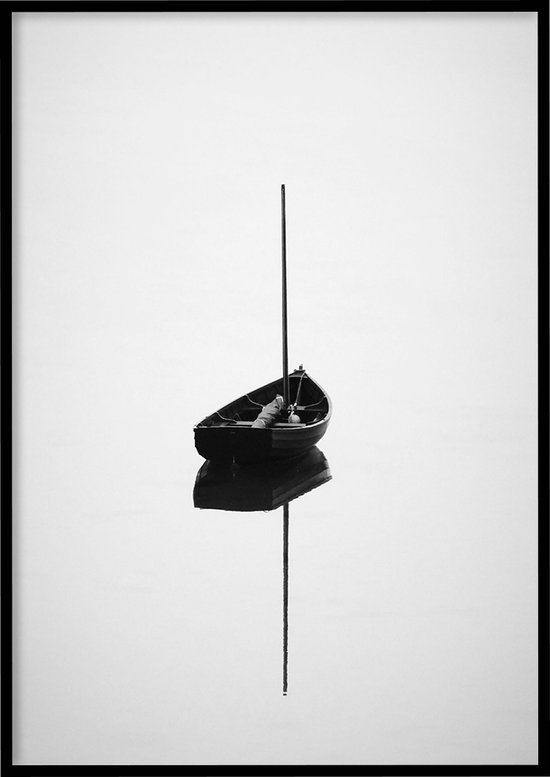 Poster Boot zwart-wit - Natuur poster - 30x40 cm - inclusief lijst - WALLLL