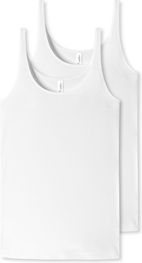 SCHIESSER 95/5 singlet (2-pack) - dames top biologisch katoen wit - Maat: 34