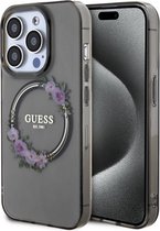 Guess Glossy Ring Back Case (MagSafe Compatible) - Apple iPhone 15 Pro (6.1") - Zwart