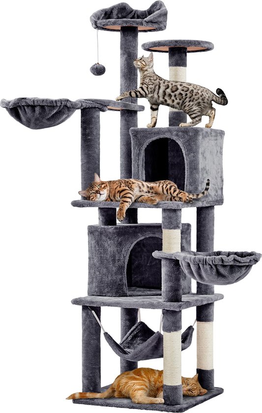 Yaheetech Arbre à chat XXL 175 cm, hauteur plafond, arbre à chat pour  grands chats,... | bol